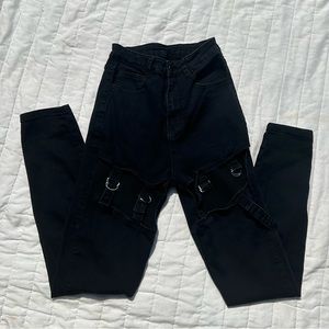 Women’s Cut Out Black Jeans